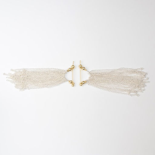 Серьги металл Цепи сборка, цвет серебряно-золотой, 8 см