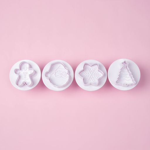 Плунжеры кондитерские Доляна Новогоднее настроение, набор 4 шт., пластик, белые