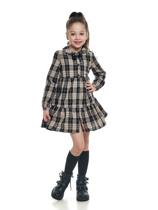 Платье в клетку UD 6831 беж-черн клетка - Mini maxi фото 8