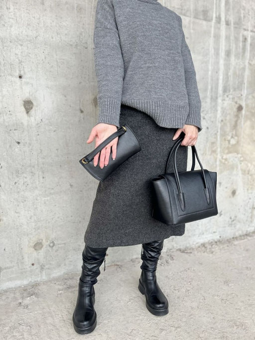 Женская кожаная сумка с клатчем 509286 Блек