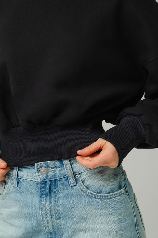 Арт. 15128 Свитшот женский укороченный 42-46 (3 шт) Цвет:черный - Калинка фото 8