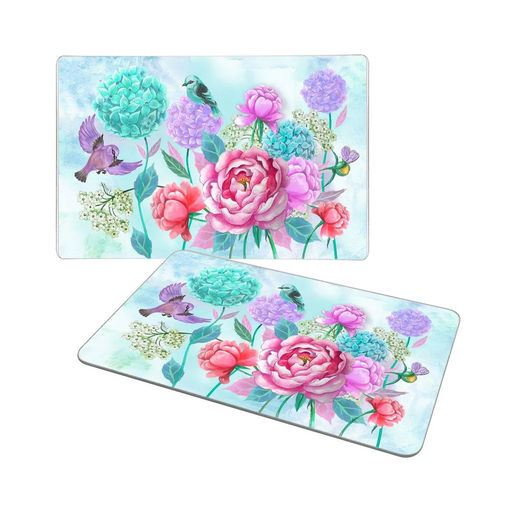 Доска раздел. подставка под горячее "Пионы и птички" стекло арт. VL48-75