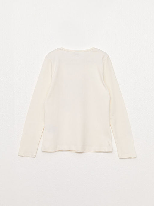 Bisiklet Yaka Bask?l? Uzun Kollu K?z ?ocuk Ti??rt - Waikiki фото 2