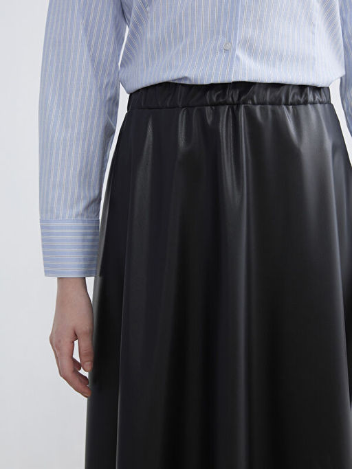 Beli Lastikli Deri G?r?n?ml? Klo? Etek