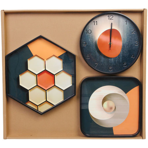 Часы настенные + пано 2шт "HOME STYLE" Абстракция, черный корпус