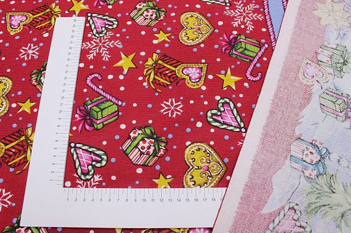 Рогожка Веселый праздник цв.красная малина, ш.1.5м, хлопок-100%, 160гр/м.кв - Купава фото 5