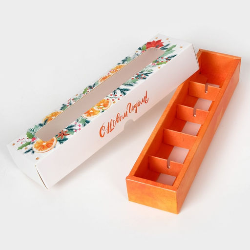 Цена за 3 шт. Коробка под 5 конфет новогодняя С Новым годом, 21?5?3 см - UPAK LAND фото 5