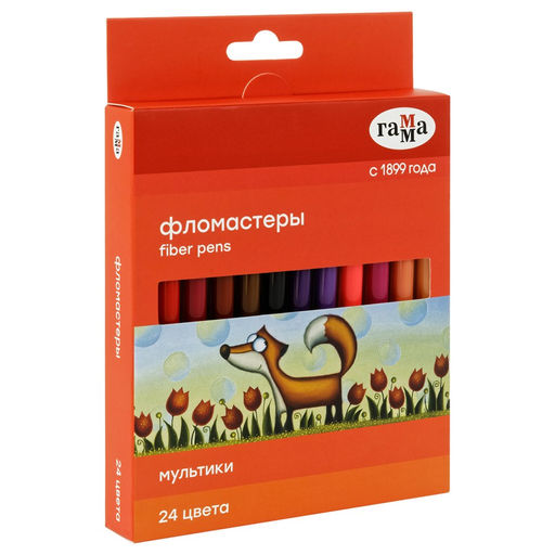 Фломастеры ГАММА "Мультики" 24цв. (120822_24) смываемые, карт.уп.