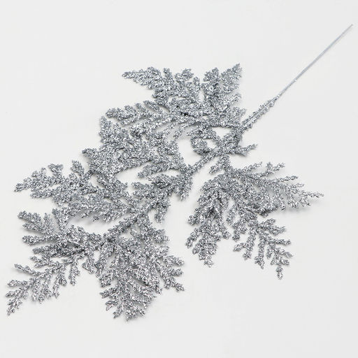 Цена за 10 шт. Декоративная веточка Изумление серебряная, 0.3?12?28 см