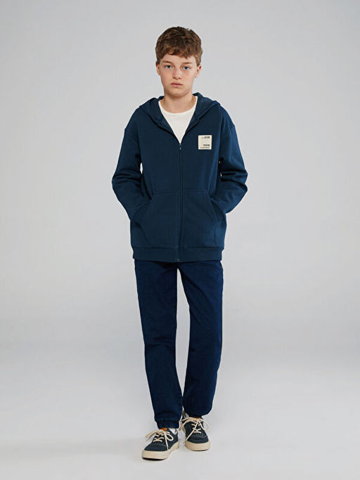 Kap??onlu Erkek ?ocuk Kal?n Fermuarl? Sweatshirt