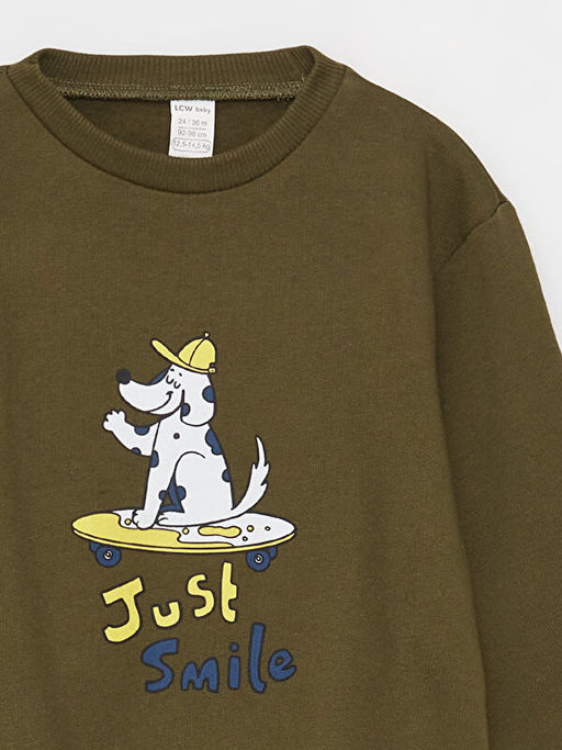 Bisiklet Yaka Bask?l? Erkek Bebek Sweatshirt - Waikiki фото 3