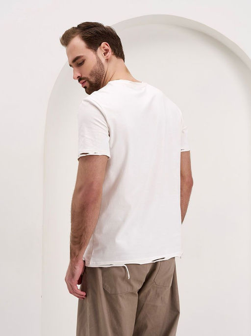 Футболка с рваными краями Top.1100M крем