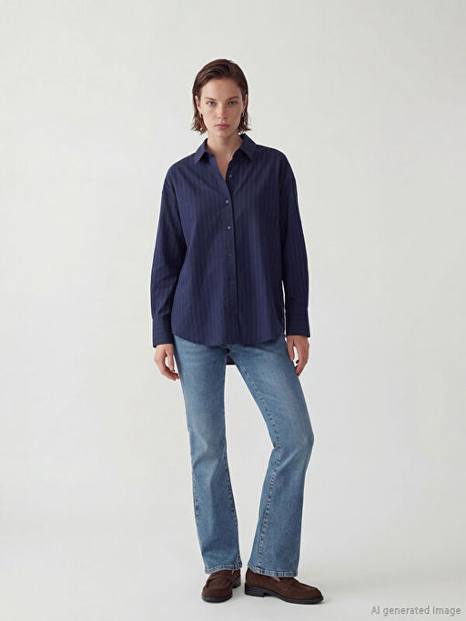 ?izgili Oversize Kad?n G?mlek