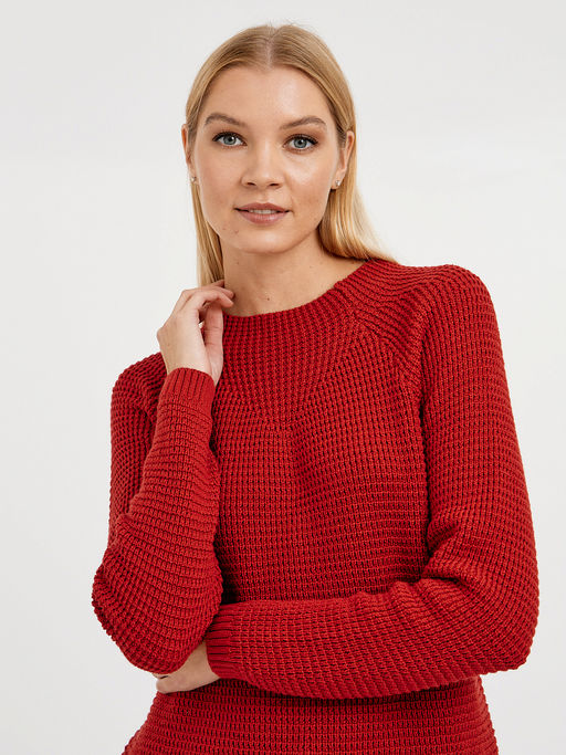 джемпер женский хлопковый в красном цвете с рукавом реглан - Glenfield фото 3