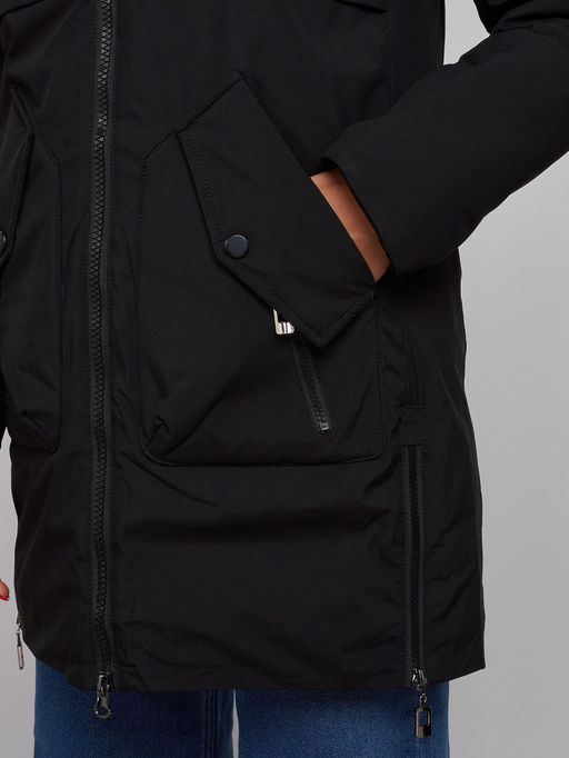 Зимняя женская куртка молодежная с капюшоном черного цвета 58622Ch - RoccaManer фото 14