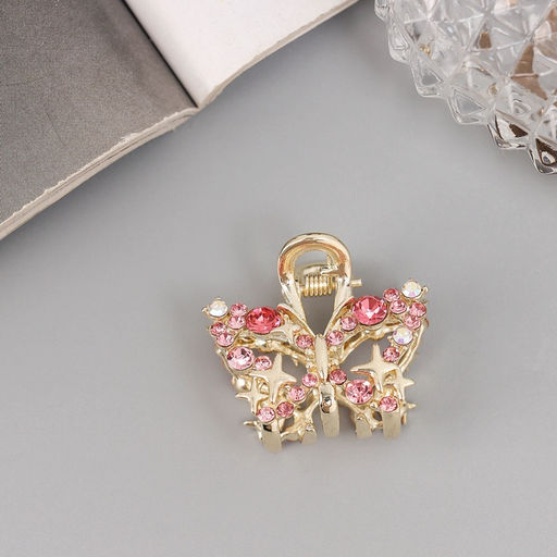 Цена за 6 шт. Крабик для волос «Селена галант», бабочка, 3 см, золото