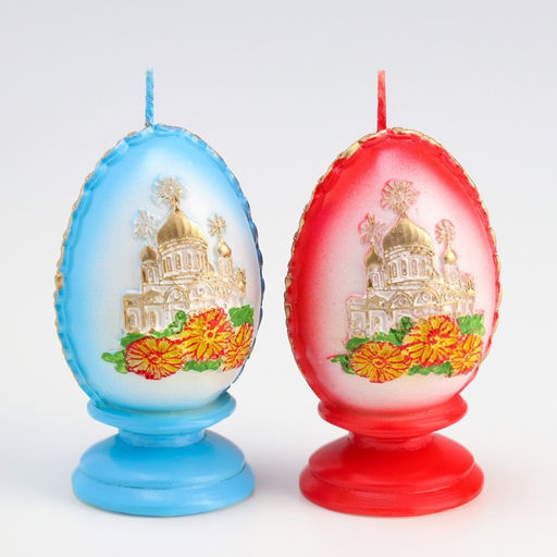 Свеча фигурная малая Пасхальное яйцо с храмом, 5,5х9 см, 95 гр МИКС - Simaland фото 4
