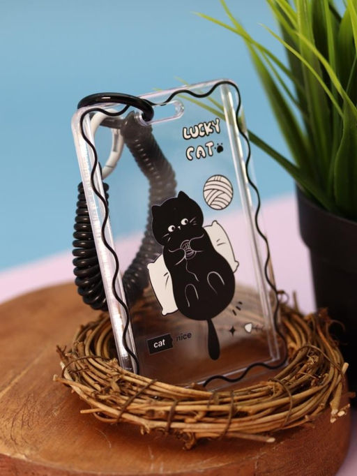 Футляр для карт с брелоком ПО ПЛАНУ. "Сat toys", transparent