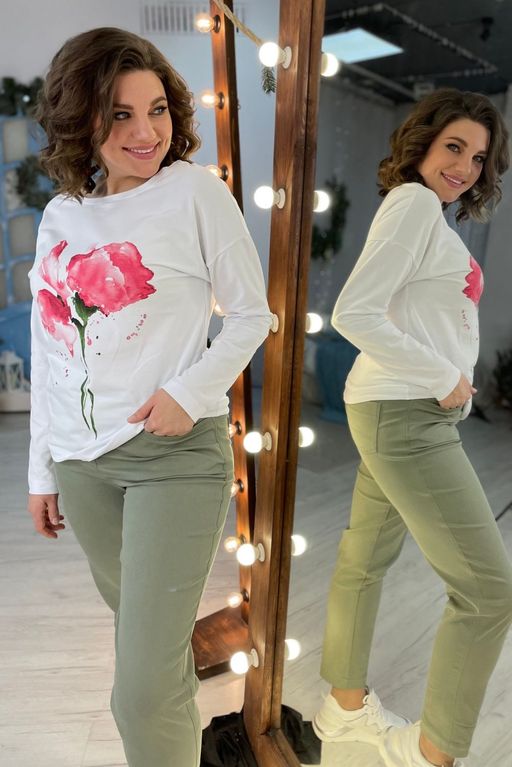 Свитшот Rumoda 2061/1 белый/коралл  фото 7