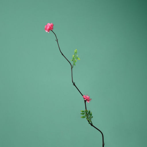 Интерьерный декор из бамбука, цветы пластик, 200 см, красный