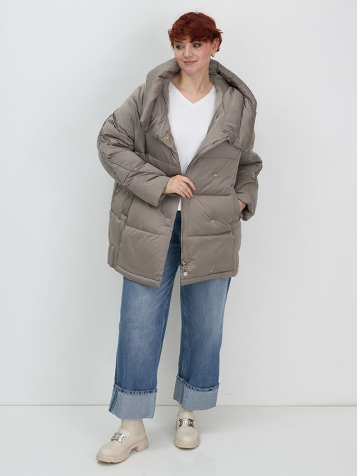 Куртка зимняя женская с капюшоном модная коричневого цвета 7651K - Visdeer фото 11