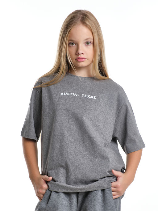 Футболка с принтом 22-7613 светло-серый меланж - Mini maxi фото 7