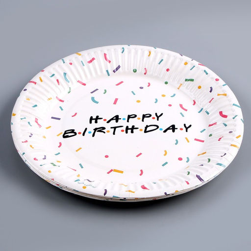 Набор бумажной посуды Happy birthday: 6 тарелок, 6 стаканов - Страна карнавалия фото 3