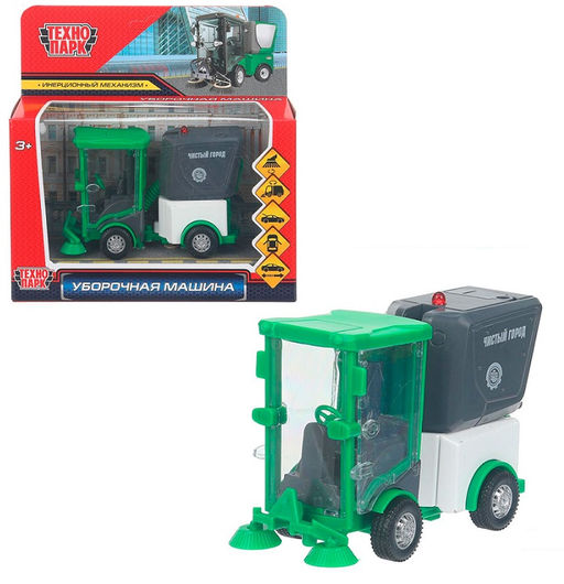 Технопарк. Уборочная машина "Чистый город" 11 см, мет.,двери, багаж, зеленый, кор. арт.VACCAR-11-GN