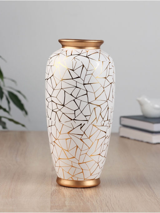 Ваза «Метте», d=7 см, 23×9 см, керамика, золотисто-белая