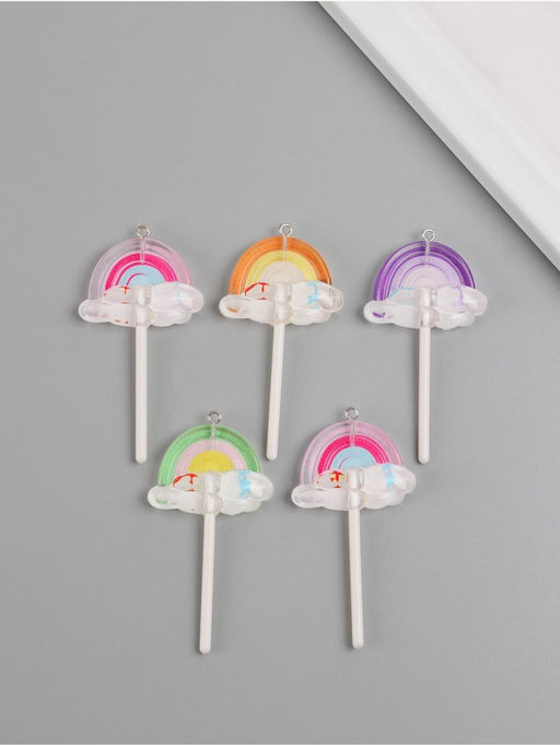 Цена за 5 шт. Подвеска для творчества акрил «Радуга и тучки», 6×3.5×1 см, МИКС