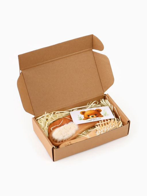 Набор деревянных расчесок детских с натуральной щетиной, 3 шт в коробке, M&B