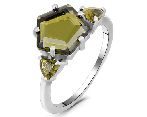 Кольцо, оливковая шпинель, Лотос
