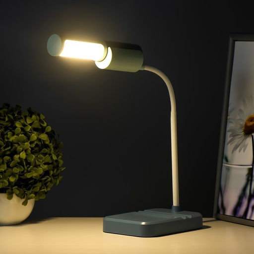 Настольная лампа «Лансер» LED 3.5 Вт USB АКБ сине-лазурный 11×15×45 см RISALUX