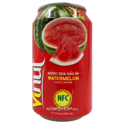 Безалкогольный сокосодержащий напиток со вкусом арбуза Vinut, Вьетнам, 330 мл