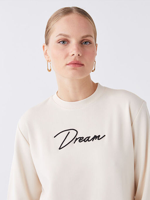 Bisiklet Yaka Bask?l? Uzun Kollu Kad?n Tunik