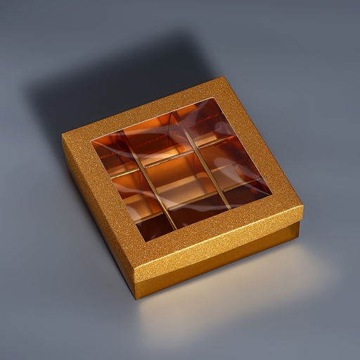 Цена за 5 шт. Коробка для 9 конфет золото глиттер, 12.5×12.5×4 см Кондитерская упаковка