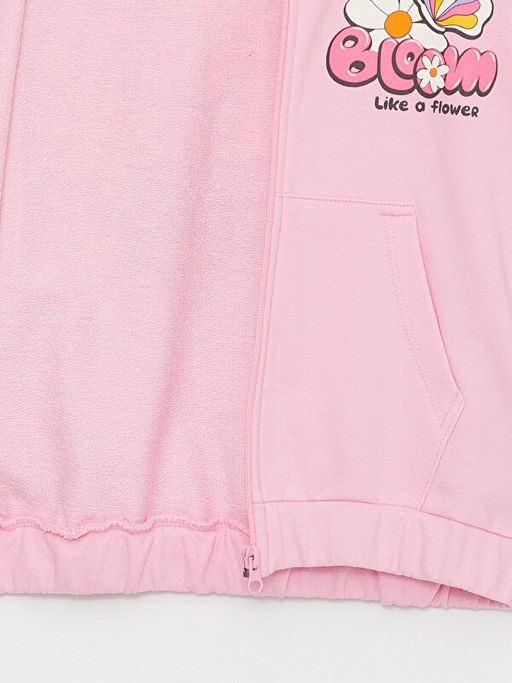 Kap??onlu Bask?l? Uzun Kollu K?z ?ocuk Fermuarl? Sweatshirt - Waikiki фото 2