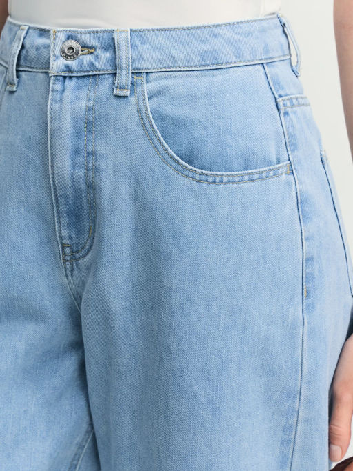 Джинсы barrel с высокой посадкой укороченные / Zarina