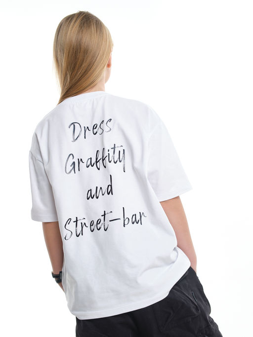 Футболка с принтом на спине 22-9000 белый - Mini maxi фото 4