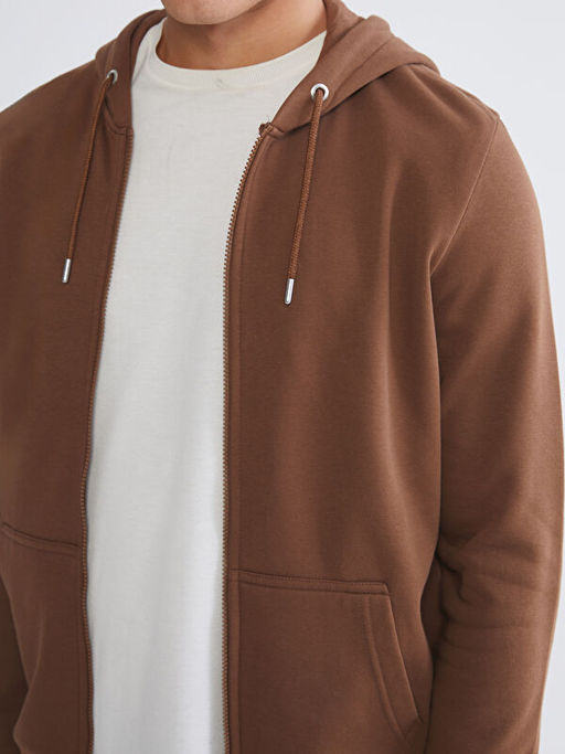 Kap??onlu Uzun Kollu Erkek Fermuarl? Sweatshirt
