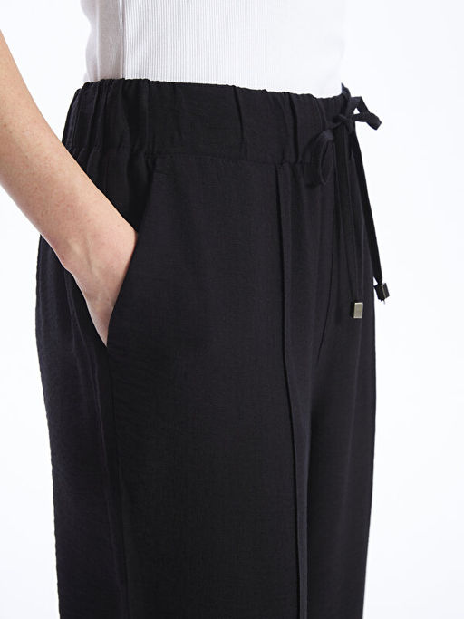 Beli Lastikli D?z Geni? Pa?a Kad?n Pantolon - Waikiki фото 2