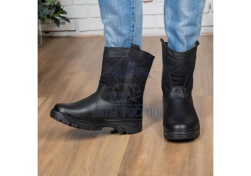 Мини-монголки мужские черные, литая подошва натуральная кожа - Мирунт фото 15