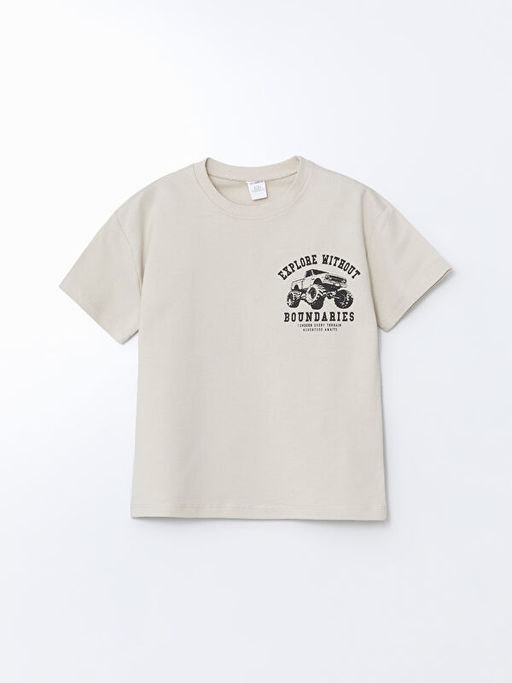 Bisiklet Yaka Bask?l? Erkek ?ocuk Ti??rt