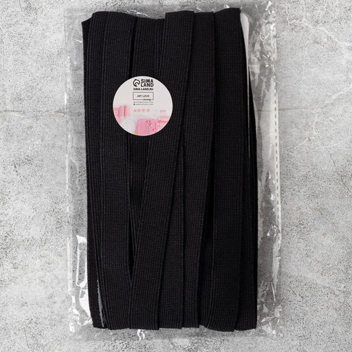 Резинка с силиконом, 15 мм, 10±1 м, чёрная