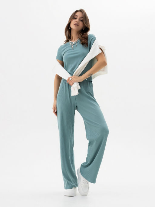 Комплект кашкорсе с лайкрой РУБЧИК (футболка и брюки) - Binita фото 2