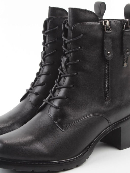 01-E102B-272A BLACK Ботинки демисезонные женские (натуральная кожа, байка)