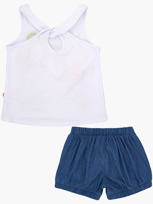 Комплект для девочки с шортами UD 3442/2936 бел/джинс - Mini maxi фото 6