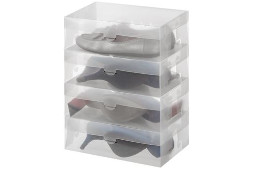 Набор 4 коробок для хранения женской обуви 30*18*10 см Прозрачные складные с откидной крышкой - Elan gallery фото 3