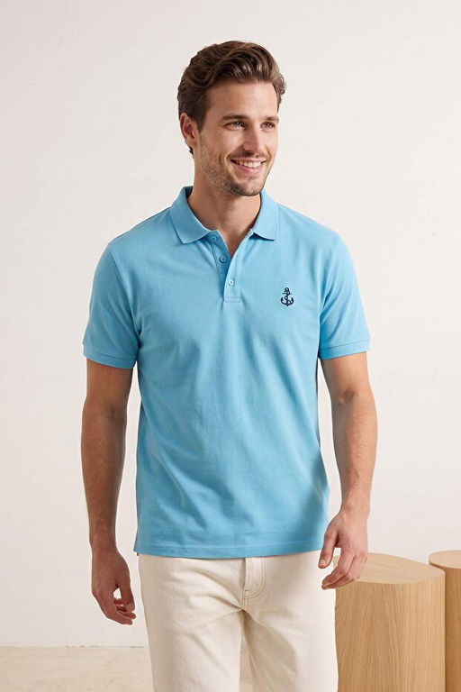 Mavi Regular/Normal Kesim %100 Pamuk Nak__l_ Polo Yaka T-shirt TMNSS23PO0003131 - Trendyolmilla фото 2