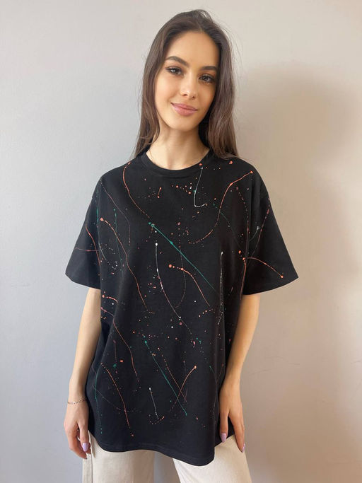 K12726 Футболка OVER SIZE (плотный хлопок) ЧЕРНЫЙ